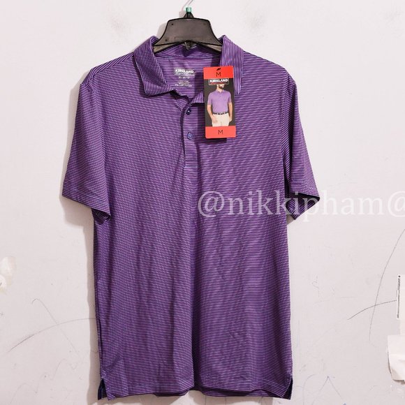 Kirkland Signature PURPLE STRIPE Men’s Performance Polo - Picture 2 of 7